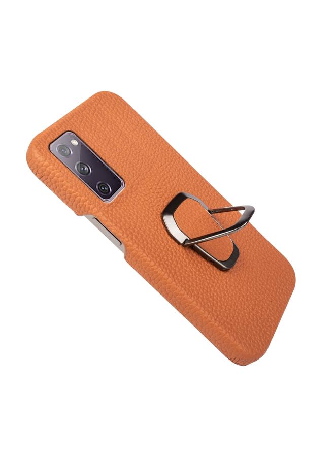 اس-توب جراب لهاتف Samsung Galaxy S20 FE 5G مزود بحلقة من جلد الليتشي الأصلي - Image 4