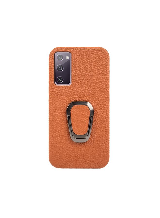 اس-توب جراب لهاتف Samsung Galaxy S20 FE 5G مزود بحلقة من جلد الليتشي الأصلي - Image 2