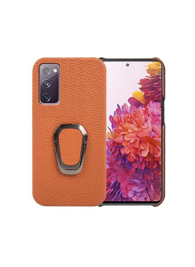 اس-توب جراب لهاتف Samsung Galaxy S20 FE 5G مزود بحلقة من جلد الليتشي الأصلي - Image 1