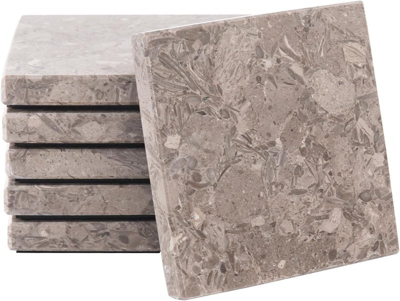 RADICALn Liquid tight joint Marble Coasters Square 3.5" Inches Oceanic Handmade Bar Style Coaster Set, Ideal Drink Coasters for Modern Home Bars, Absorbent Coaster Set of 6 Durability enhanced - Image 1