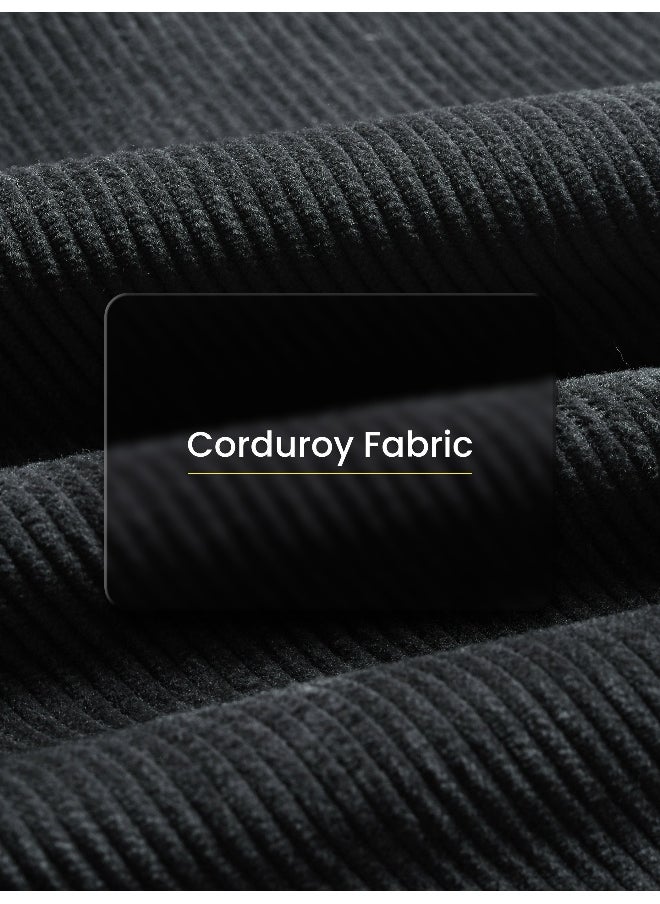 Beyoung Dark Grey Flap Pocket Corduroy Shirt  - Image 3