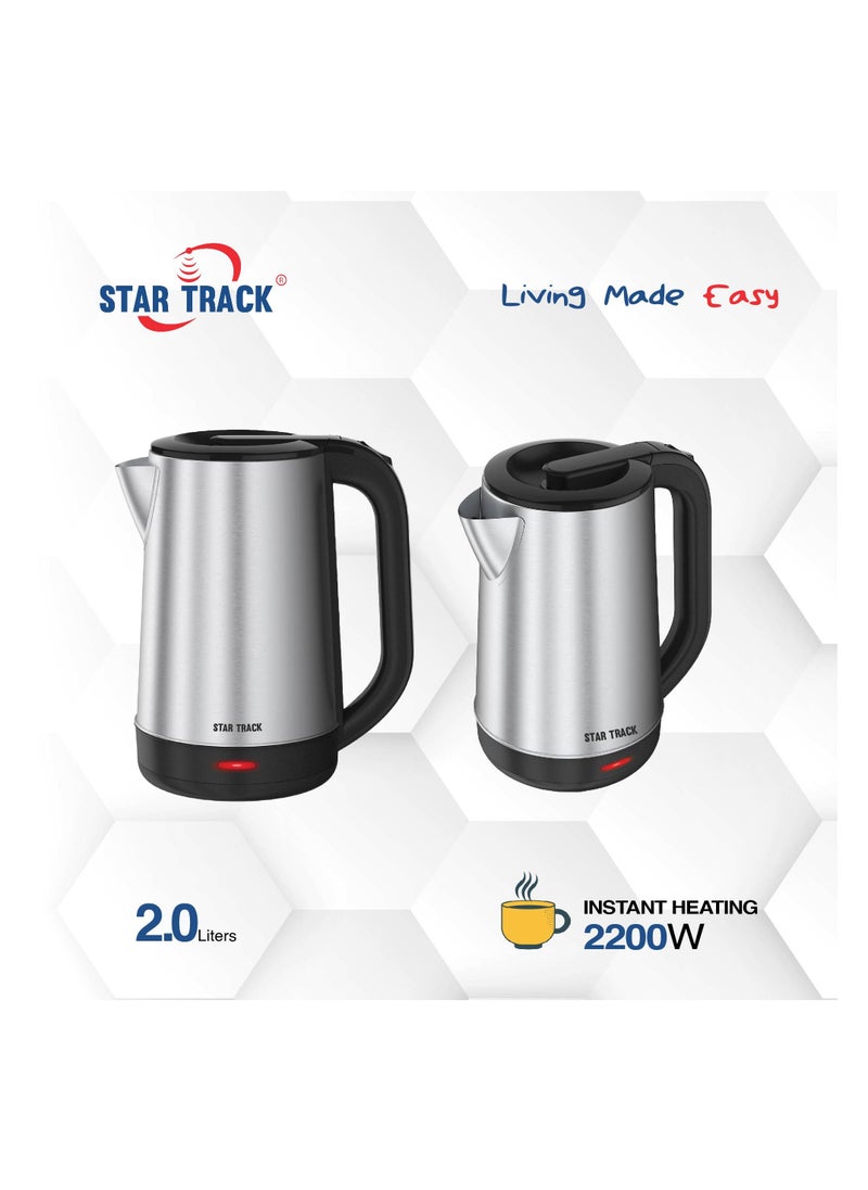 STAR TRACK STAR TRACK 2.0L Electric Kettle, 2200W, Instant Heating, Manual Lid, Auto Shut Off, Boil Dry Protection, ST-20SD-KS2200  - Image 2
