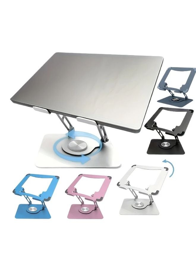 White Laptop Stand 360 Rotating Base Ergonomic Adjustable Height Foldable Metal Holder 13 15 Inches - Image 1