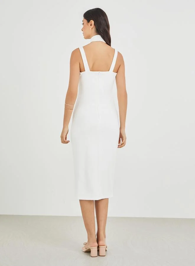 Styli Styli Halter Neck Strappy Bodycon Midi Dress