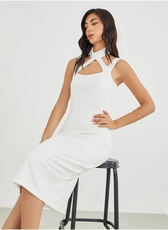 Styli Styli Halter Neck Strappy Bodycon Midi Dress