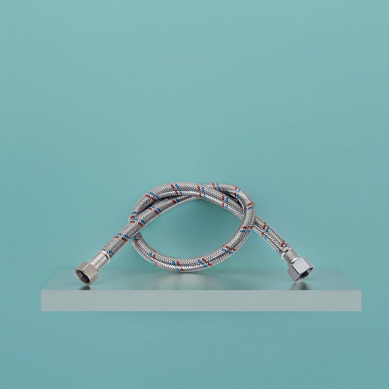 Flexible Hose for Connecting Water Heater – Stainless Steel – Rustproof Brass Fittings – Suitable for Bathroom and Kitchen (Li 50cm)