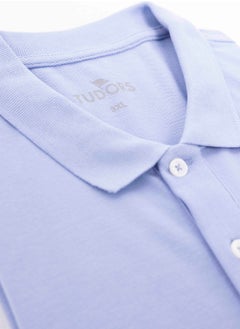 Tudors Men's Plus Size Wide Cut Cotton Plain Pique Blue Polo Neck T-Shirt  - Image 1