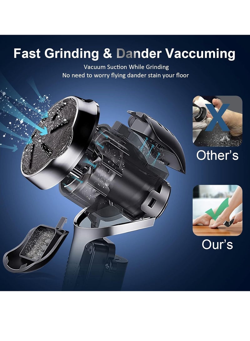 General Electric Callus Remover for Feet With Dander Vacuum, Portable Pedicure Kit Foot File Callus Remover, Rechargeable Waterproof Foot File for Foot Care Deadskin Remover with 3Head and LCD Display  - Image 3