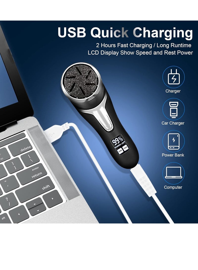 General Electric Callus Remover for Feet With Dander Vacuum, Portable Pedicure Kit Foot File Callus Remover, Rechargeable Waterproof Foot File for Foot Care Deadskin Remover with 3Head and LCD Display  - Image 4