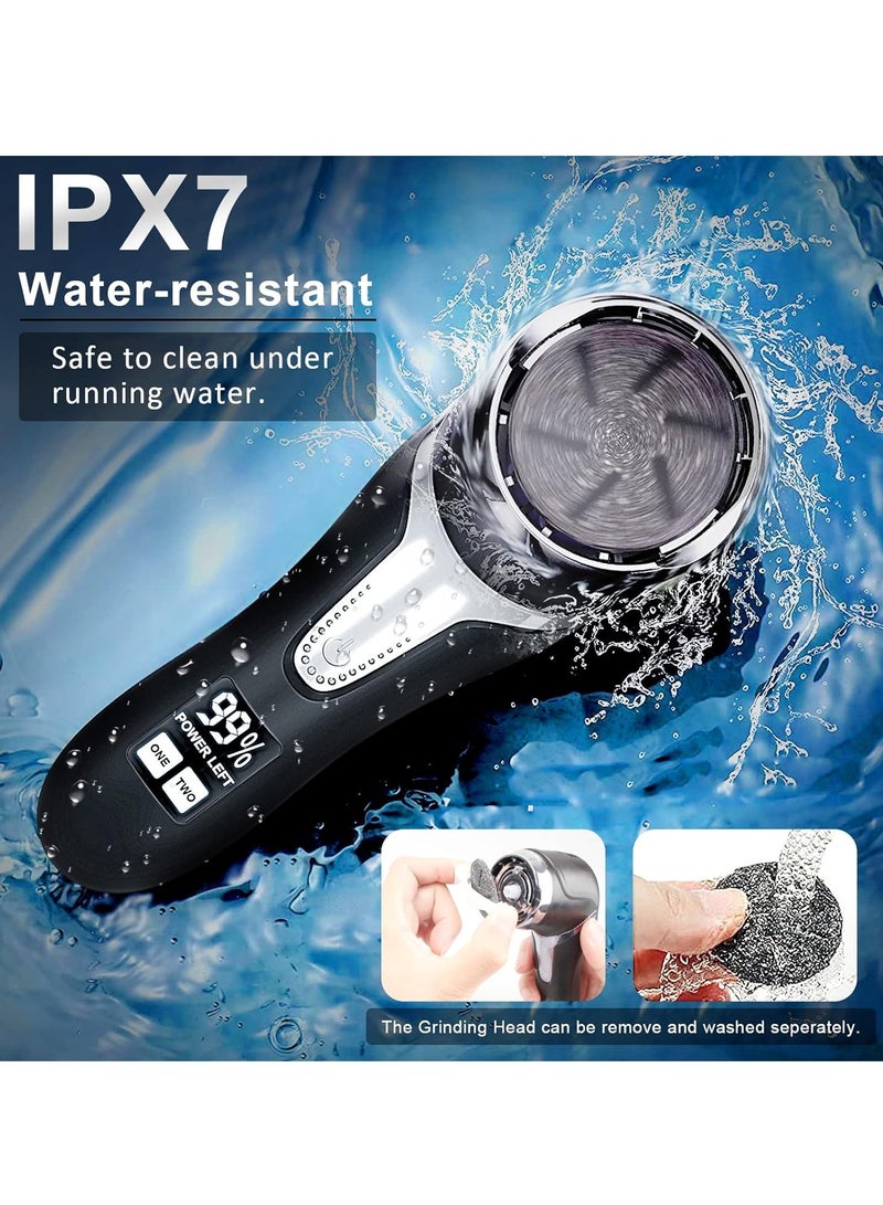 General Electric Callus Remover for Feet With Dander Vacuum, Portable Pedicure Kit Foot File Callus Remover, Rechargeable Waterproof Foot File for Foot Care Deadskin Remover with 3Head and LCD Display  - Image 5