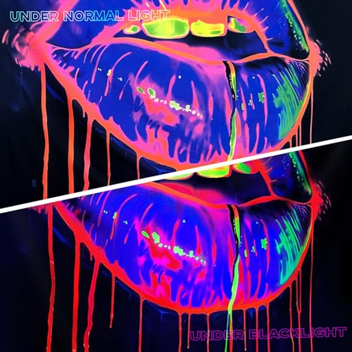 TUGCAY Lips Black Light Tapestry, Blacklight Tapestry UV Reactive Lip Flowing with Liquid Tapestries Wall Hanging for Bedroom Dorm Decor(51.2 x 59.1 Inches) - Image 5