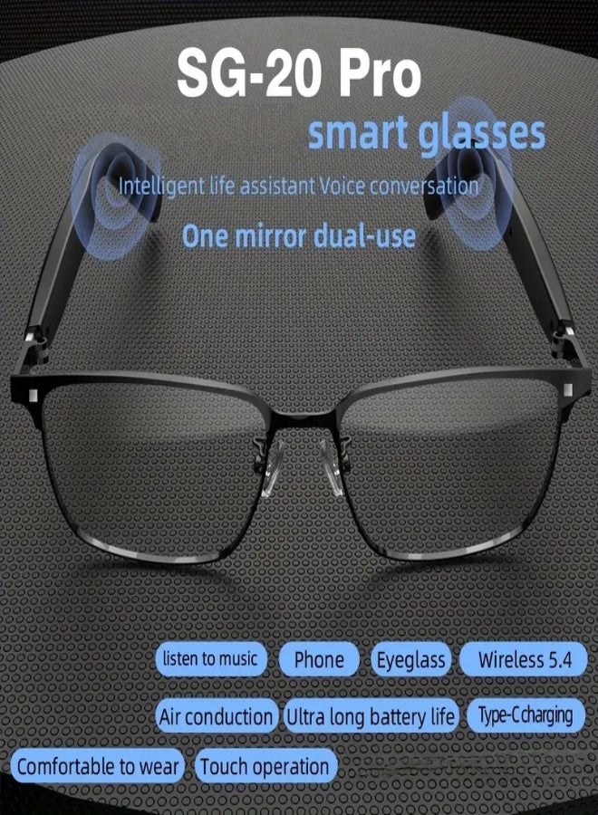 SG-20 Pro Smart Audio Glasses with Touch Control, Bluetooth 5.4, Built-in Microphone, Hi-Fi Stereo Sound, Type-C Fast Charging, Long Battery Life, Lightweight Design – Ideal for Business, Travel & Sports - Image 2