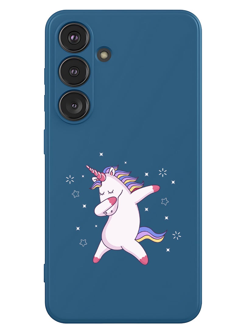 Theodor Protective Slim Fit Case Liquid Silicone Cover with Full Body Protection Anti-Scratch Shockproof Case For Samsung Galaxy S25 (Blue) - unicorn  - Image 1