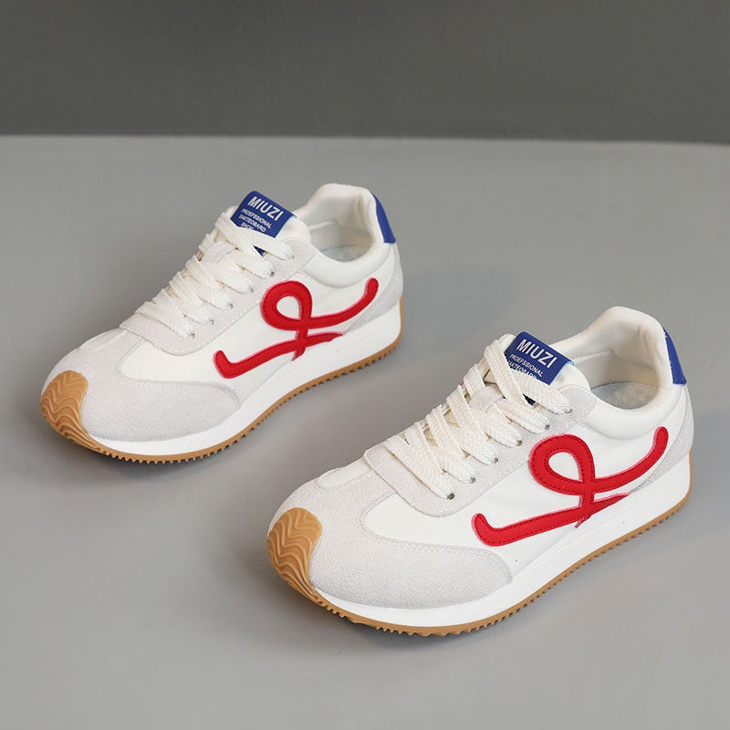 Women's Casual Low Top Sneakers, Breathable & Wear-resistant, Height-increasing, Lace-up, PU Upper, Rubber Sole - Image 2