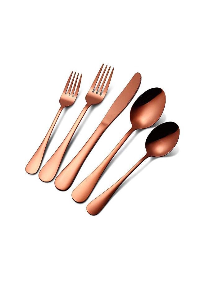 vesus Gold Silverware Set, Copper Color Stainless Steel Flatware, Anti-rust Cutlery Set 20 Pieces Service for 4  - Image 3