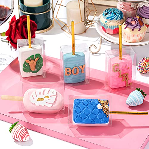 RomanticBaking 35 PCS 3.5"x 2.4"x 1.38" Clear Rice Krispie Treat Boxes with Hole Cakesickle Small Macaron Candy Party Favors Boxes - Image 4