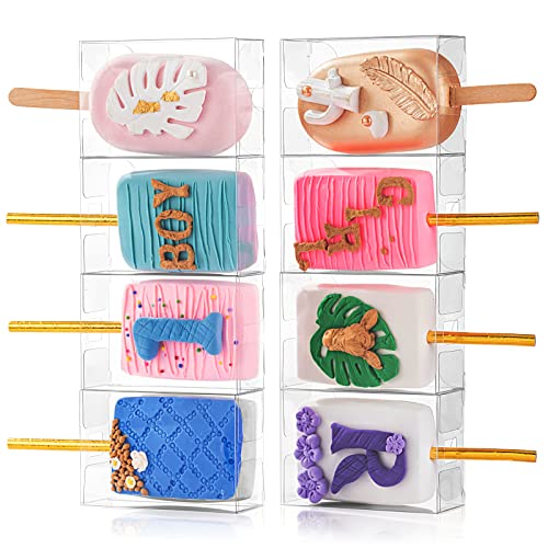 RomanticBaking 35 PCS 3.5"x 2.4"x 1.38" Clear Rice Krispie Treat Boxes with Hole Cakesickle Small Macaron Candy Party Favors Boxes - Image 5