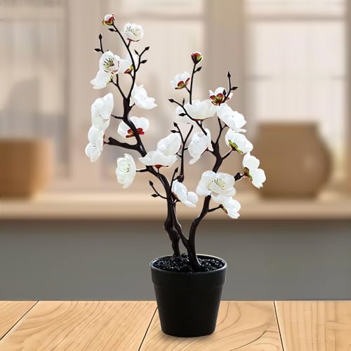 Ekhasa Nostrae Cherry Blossom Artificial Flowers with Vase Pot for Home Decor (34 CM Total Height, 23 Flower Heads) | Guldasta Flower Pots with Artificial Flower for Living Room, Bedroom, Office - Image 1