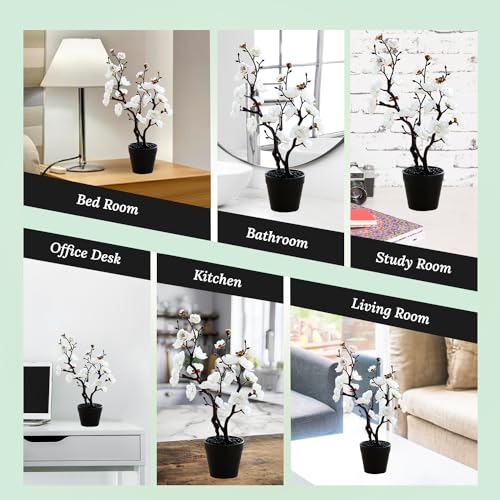 Ekhasa Nostrae Cherry Blossom Artificial Flowers with Vase Pot for Home Decor (34 CM Total Height, 23 Flower Heads) | Guldasta Flower Pots with Artificial Flower for Living Room, Bedroom, Office - Image 5