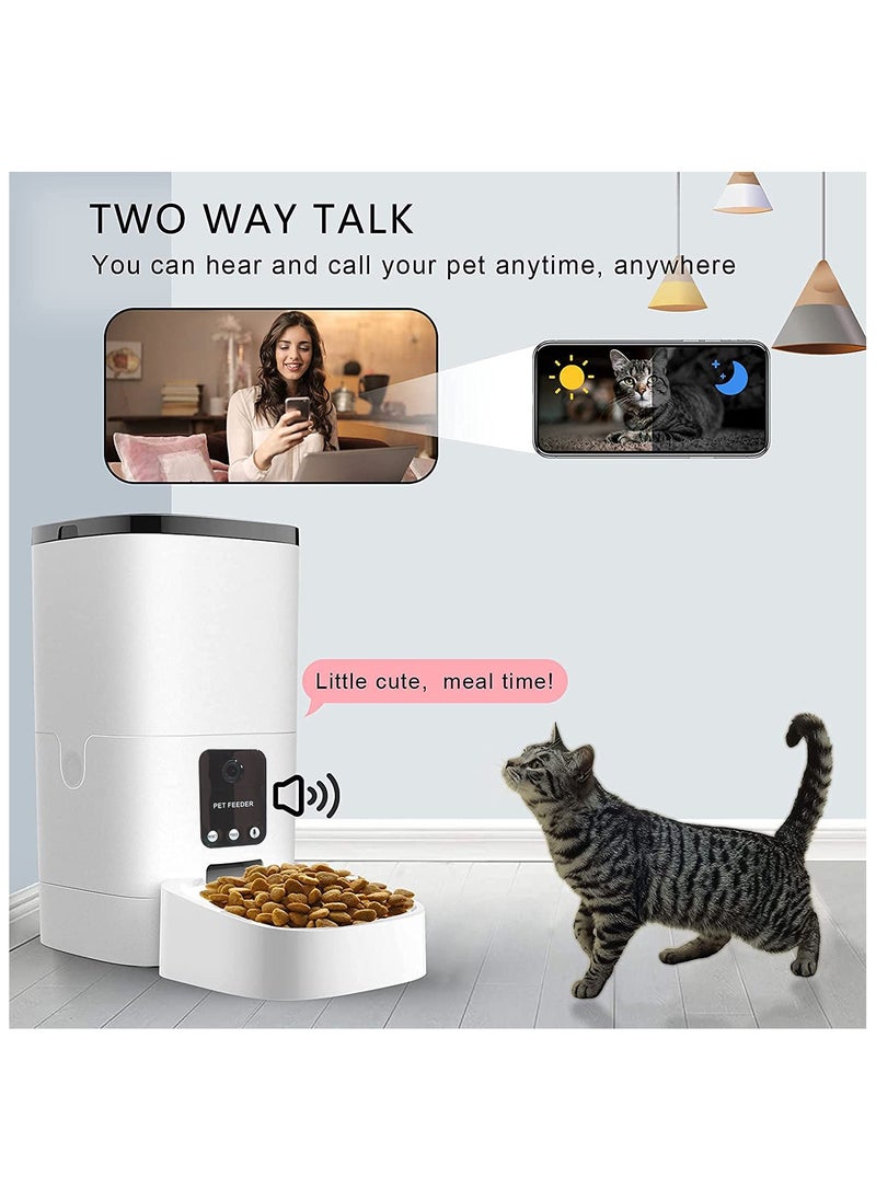 Generic - Pet Feeder,6L Automatic Pet Feeder For Cats and Dogs,1080P Camera,App Control,Voice Recorder,Timed Feeder for Schedule Feeding, Dual Power Supply,WiFi Pet Food Dispenser with App Control - Image 1