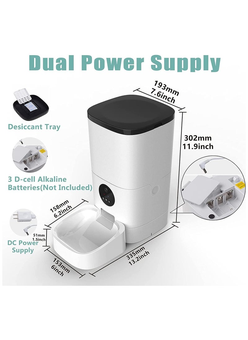Generic - Pet Feeder,6L Automatic Pet Feeder For Cats and Dogs,1080P Camera,App Control,Voice Recorder,Timed Feeder for Schedule Feeding, Dual Power Supply,WiFi Pet Food Dispenser with App Control - Image 1