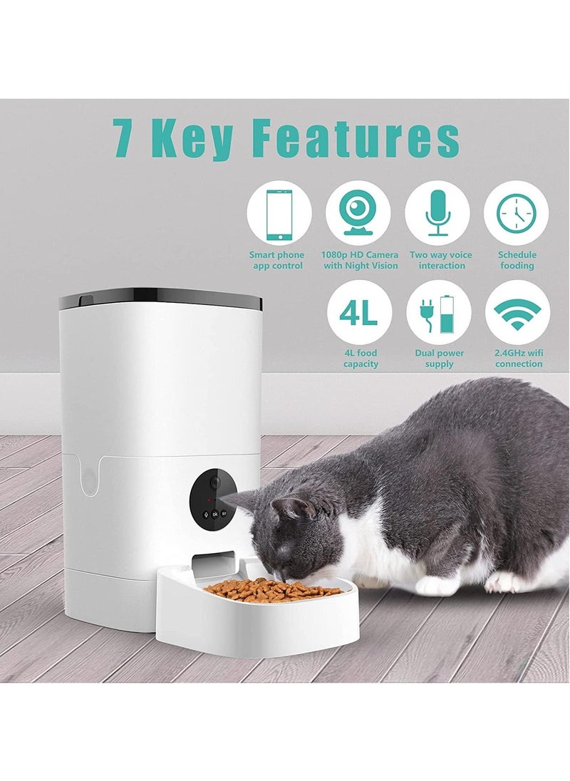Generic - Pet Feeder,6L Automatic Pet Feeder For Cats and Dogs,1080P Camera,App Control,Voice Recorder,Timed Feeder for Schedule Feeding, Dual Power Supply,WiFi Pet Food Dispenser with App Control - Image 1