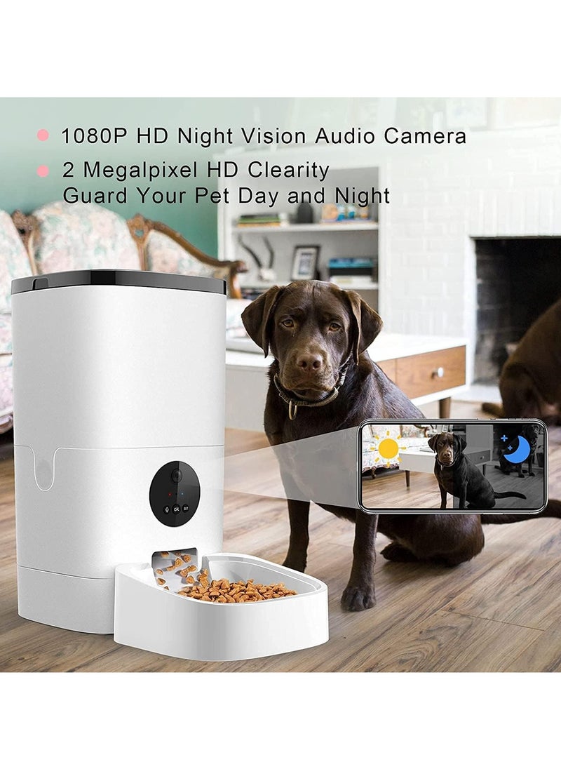 Generic - Pet Feeder,6L Automatic Pet Feeder For Cats and Dogs,1080P Camera,App Control,Voice Recorder,Timed Feeder for Schedule Feeding, Dual Power Supply,WiFi Pet Food Dispenser with App Control - Image 1