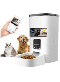 Pet Feeder,6L Automatic Pet Feeder For Cats and Dogs,1080P Camera,App Control,Voice Recorder,Timed Feeder for Schedule Feeding, Dual Power Supply,WiFi Pet Food Dispenser with App Control