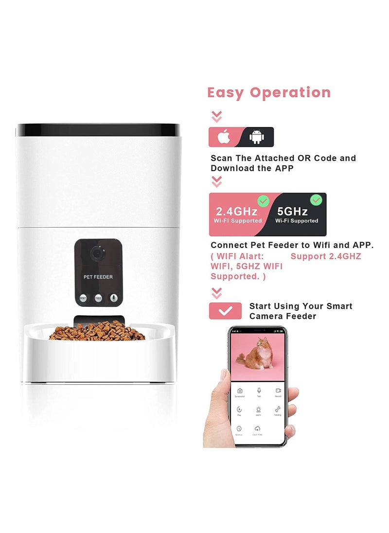 Generic - Pet Feeder,6L Automatic Pet Feeder For Cats and Dogs,1080P Camera,App Control,Voice Recorder,Timed Feeder for Schedule Feeding, Dual Power Supply,WiFi Pet Food Dispenser with App Control - Image 1