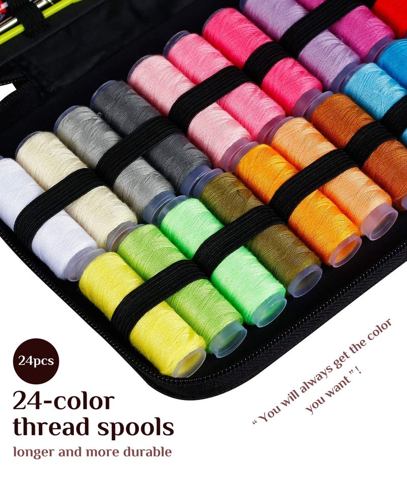 ELEPHANTBOAT® 98 PCS Sewing Kit, Portable Sewing kit Box Sewing Supplies Accessories with 24Pcs Thread Spools, Scissors, Thread Needles,Tape Measure for DIY, Adults,Beginners,Emergency,Travel,Home - Image 2