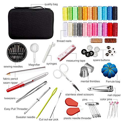 ELEPHANTBOAT® 98 PCS Sewing Kit, Portable Sewing kit Box Sewing Supplies Accessories with 24Pcs Thread Spools, Scissors, Thread Needles,Tape Measure for DIY, Adults,Beginners,Emergency,Travel,Home - Image 3