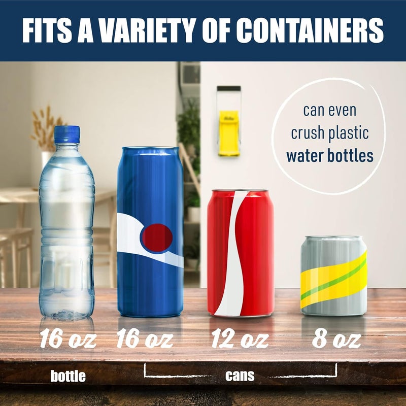 McKay 16 oz. Metal Can Crusher, Heavy-Duty Wall Mounted Smasher for Aluminum Seltzer, Soda, Beer Cans and Bottles for Recycling, Gadgets for Home - Yellow - Image 5
