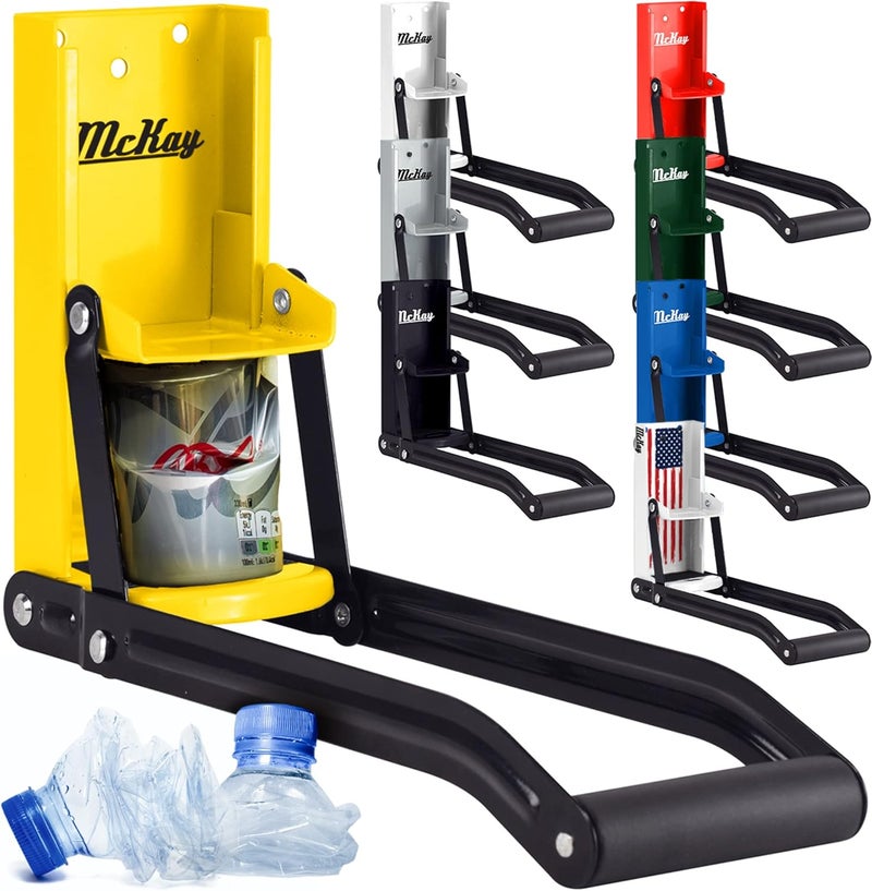 McKay 16 oz. Metal Can Crusher, Heavy-Duty Wall Mounted Smasher for Aluminum Seltzer, Soda, Beer Cans and Bottles for Recycling, Gadgets for Home - Yellow - Image 1