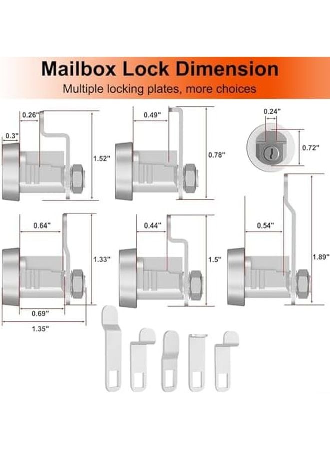 6 Pack Zinc Alloy Mailbox Lock Replacement Kit With Three Keys L 1172C - Image 3