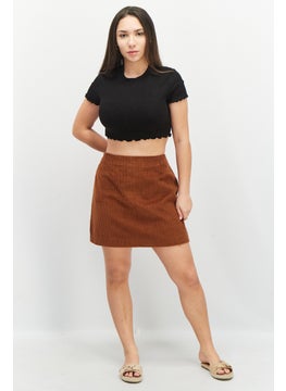 French Connection Women Textured Mini Skirt, Brown  - Image 2