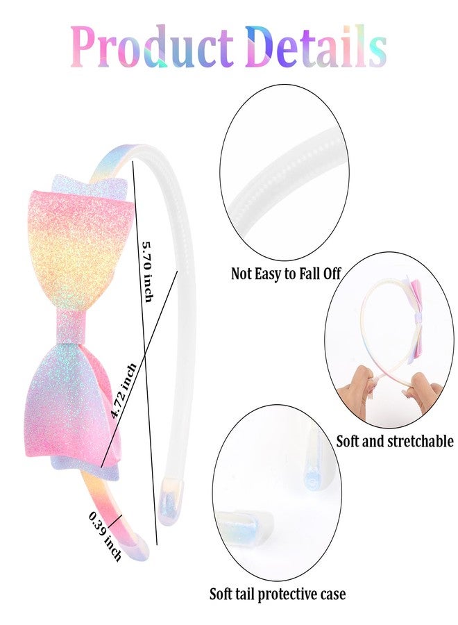CAVETEE Headband for Girls, 8 PCS Sparkly Cute Toddler Headband Glitter Hair Bands Non Slip Bow Hair Accessories for Girls - Image 3