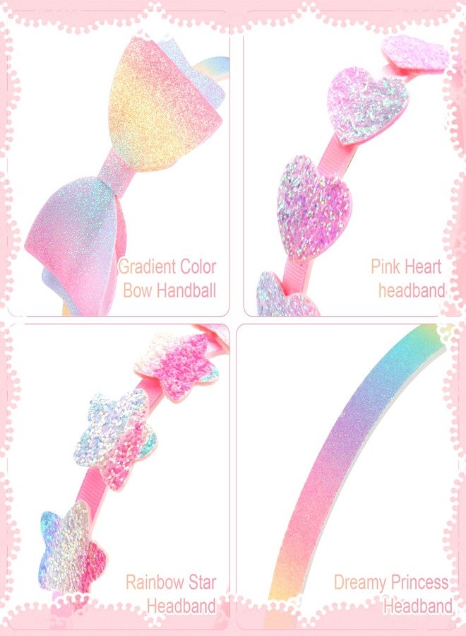 CAVETEE Headband for Girls, 8 PCS Sparkly Cute Toddler Headband Glitter Hair Bands Non Slip Bow Hair Accessories for Girls - Image 4