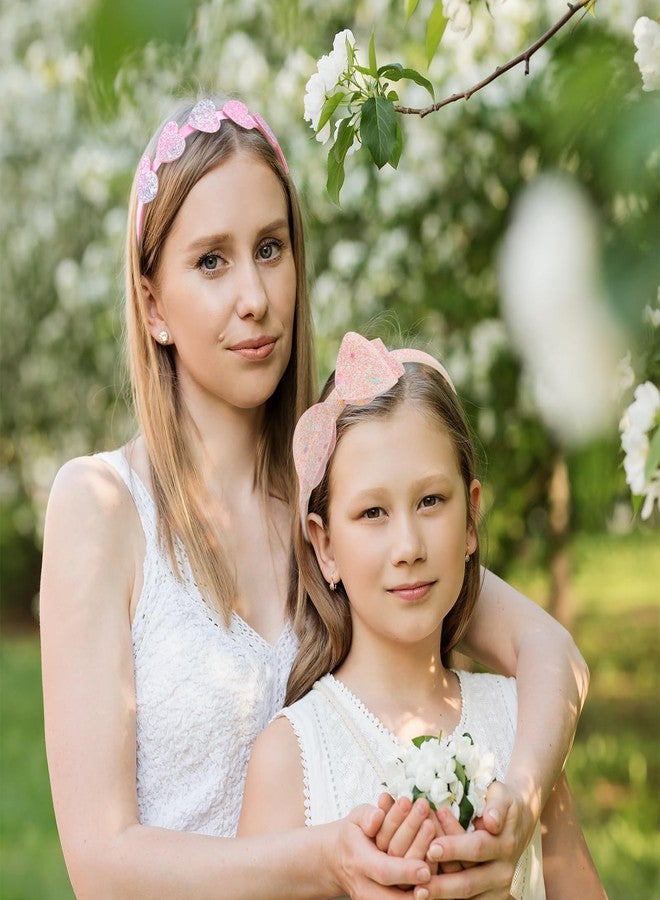 CAVETEE Headband for Girls, 8 PCS Sparkly Cute Toddler Headband Glitter Hair Bands Non Slip Bow Hair Accessories for Girls - Image 5