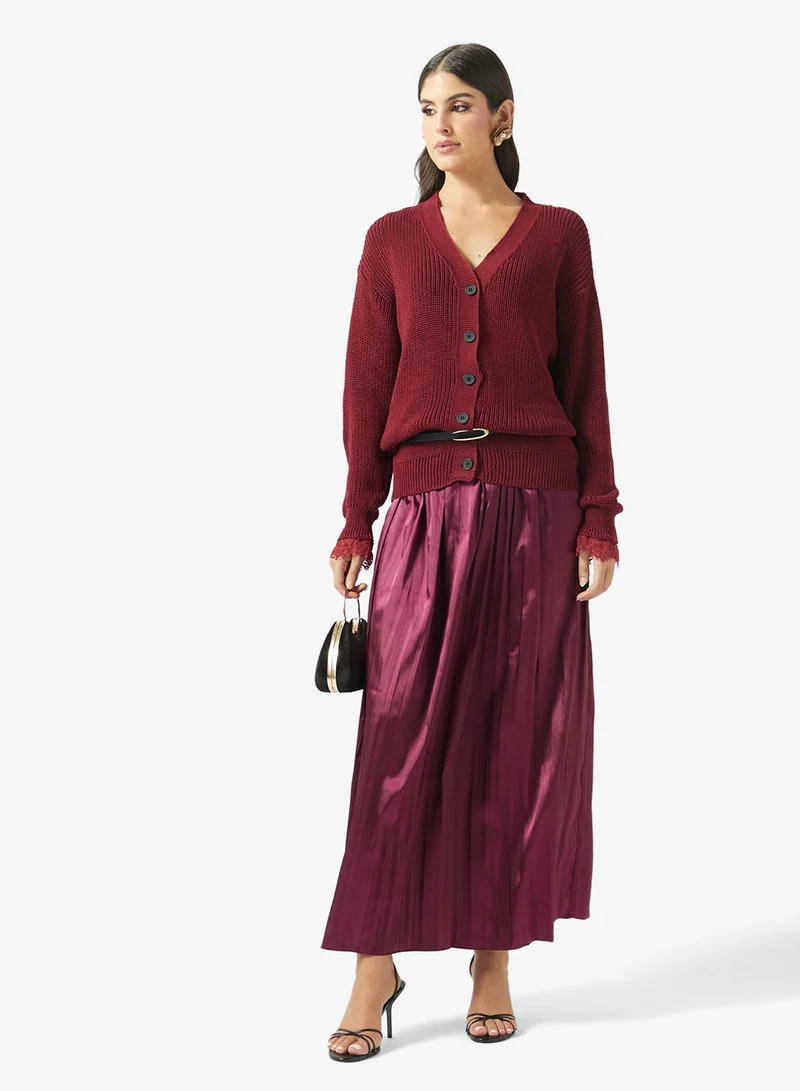 Khizana  Knit Cardigan & Pleated Skirt Set for Women | Best Price UAE