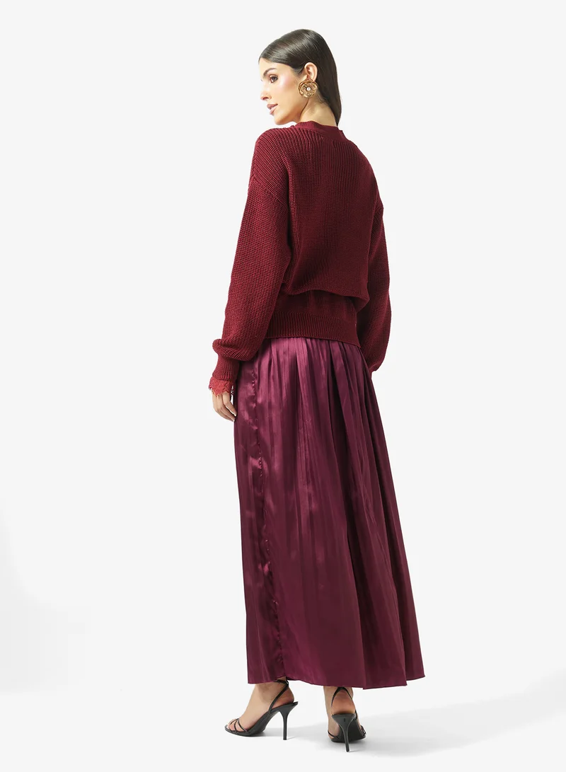 Khizana  Knit Cardigan & Pleated Skirt Set for Women | Best Price UAE