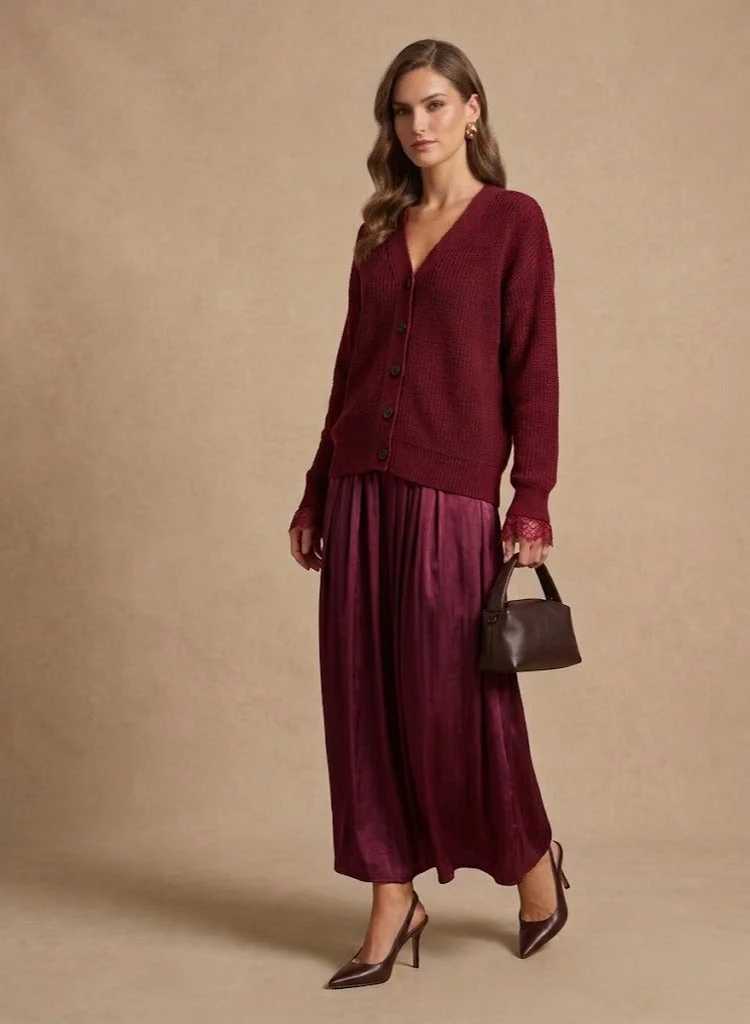Khizana Knit Cardigan & Pleated Skirt Set