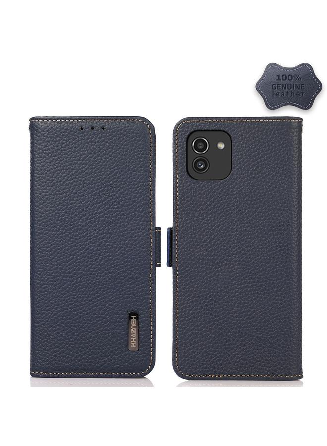 اس-توب جراب لهاتف Samsung Galaxy A03 إصدار 166 مم من KHAZNEH، جراب هاتف RFID من الجلد الطبيعي الليتشي المغناطيسي الجانبي - Image 1