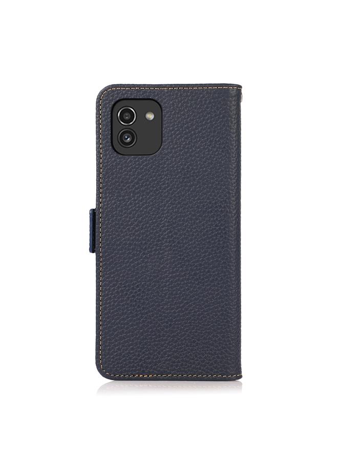 اس-توب جراب لهاتف Samsung Galaxy A03 إصدار 166 مم من KHAZNEH، جراب هاتف RFID من الجلد الطبيعي الليتشي المغناطيسي الجانبي - Image 3