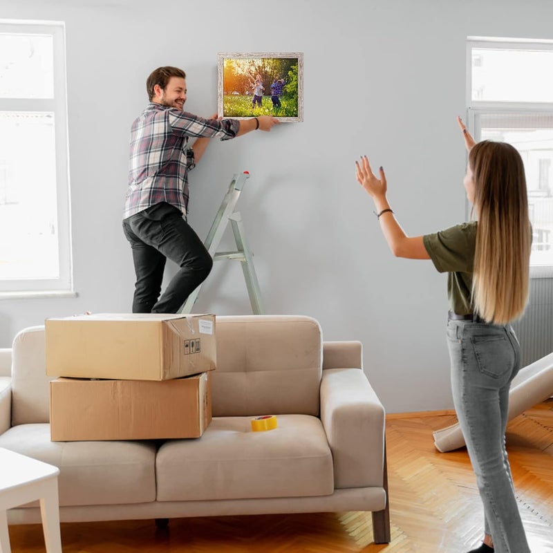 جيفت جاردن إطار صور مقاس 8×10 بلون بيج أبيض مموج، مجموعة من 12 قطعة، إطارات صور متعددة بحبيبات خشبية ريفية مقاس 8×10 بالجملة للعرض على الحائط أو الطاولة - Image 3