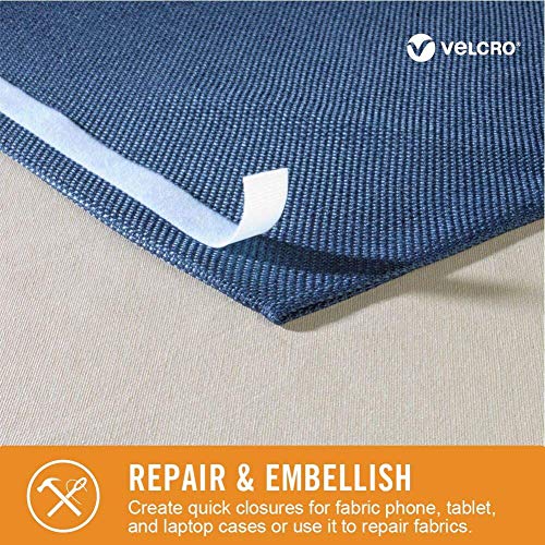 VELCRO Brand علامة فيلكرو للأقمشة | شريط قماش لاصق دائم للتعديلات والتطريز | قشر و ألصق - بدون خياطة أو لصق أو كي | لفة قابلة للقطع، 24 بوصة × 3/4، أبيض - Image 2