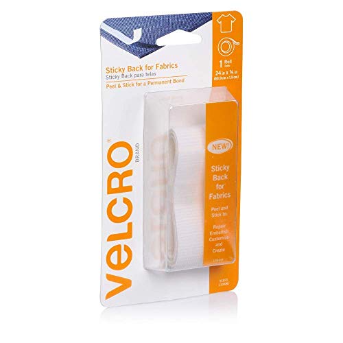 VELCRO Brand علامة فيلكرو للأقمشة | شريط قماش لاصق دائم للتعديلات والتطريز | قشر و ألصق - بدون خياطة أو لصق أو كي | لفة قابلة للقطع، 24 بوصة × 3/4، أبيض - Image 5