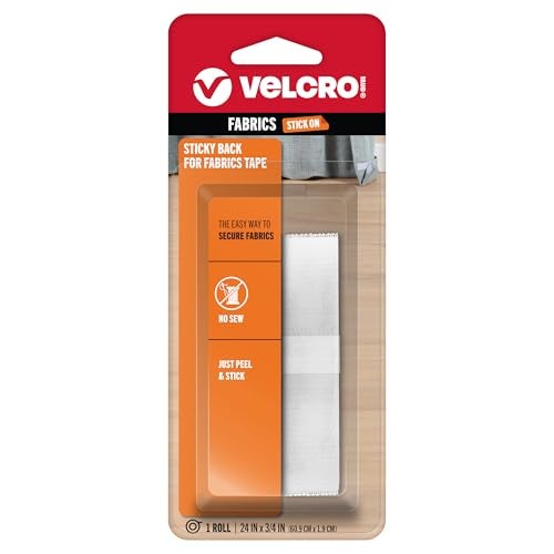 VELCRO Brand علامة فيلكرو للأقمشة | شريط قماش لاصق دائم للتعديلات والتطريز | قشر و ألصق - بدون خياطة أو لصق أو كي | لفة قابلة للقطع، 24 بوصة × 3/4، أبيض - Image 4