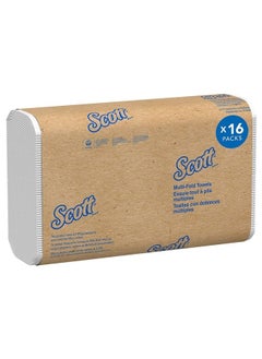 Scott ® 100% Recycled Fiber Multifold Paper Towels (01807), with Absorbency Pockets™, 9.2" x 9.4" sheets, White, Compact Case for Easy Storage, (250 Sheets/Pack, 16 Packs/Case, 4,000 Sheets/Case)  - Image 1