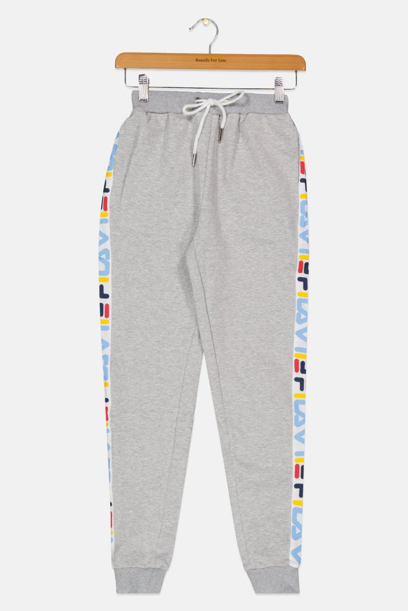 FILA بنطال جوجر بسحب للأطفال الفتيات، رمادي - Image 1