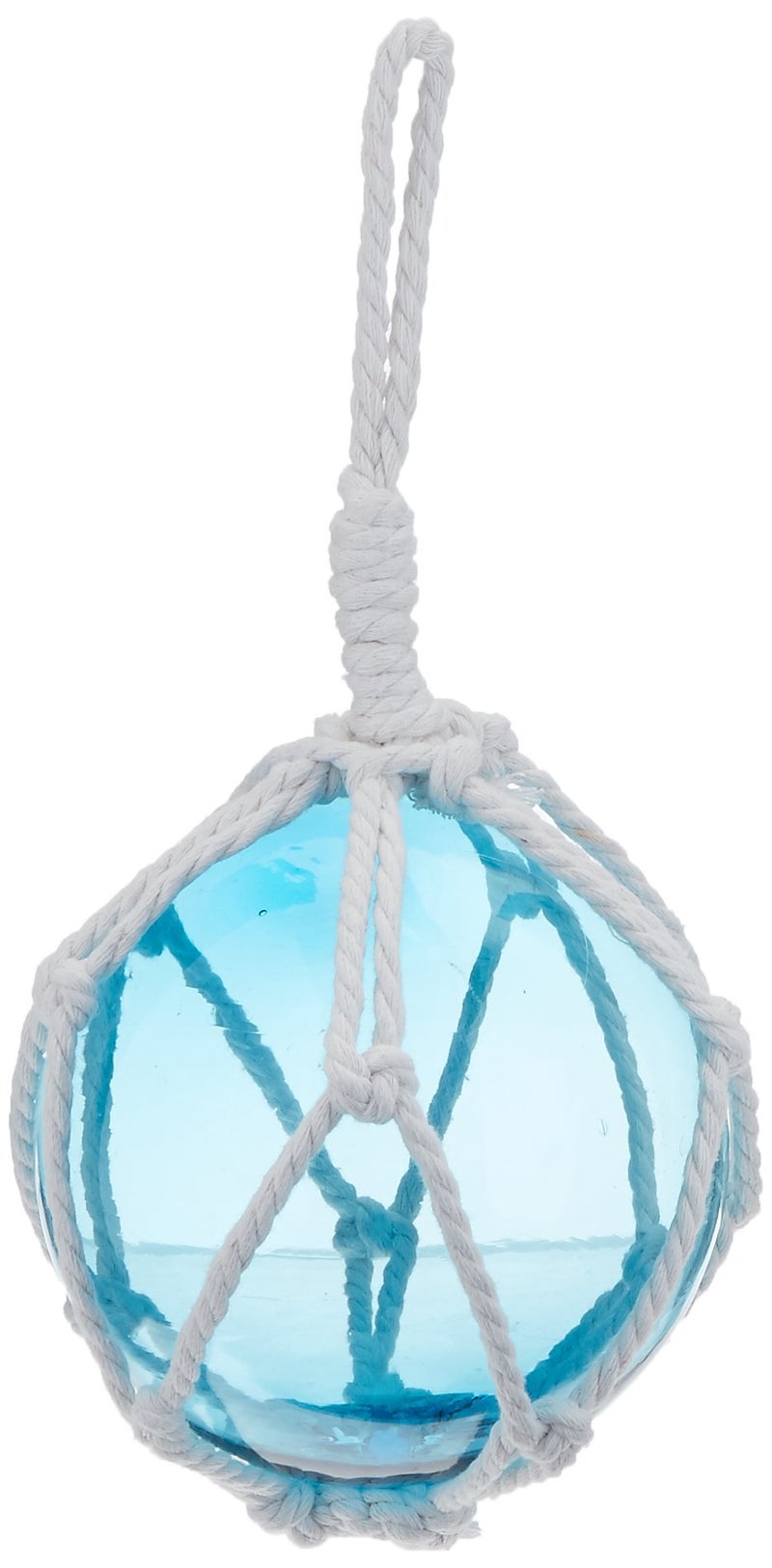 Handcrafted Nautical Decor Hampton Nautical Light Blue Japanese Glass Ball Fishing Float with Brown Netting Decoration 3 